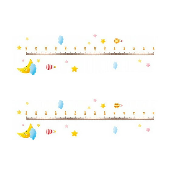 2 PCS Stickers Height Chart Self-adhesive Wall Decal Growth Removable PVC Wallpaper Children's Room