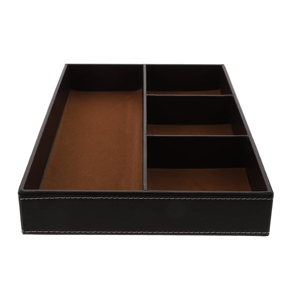 LABSERRON Cutlery Organizer Box for Kitchenware and Jewelry Black Light Brown 2Pcs