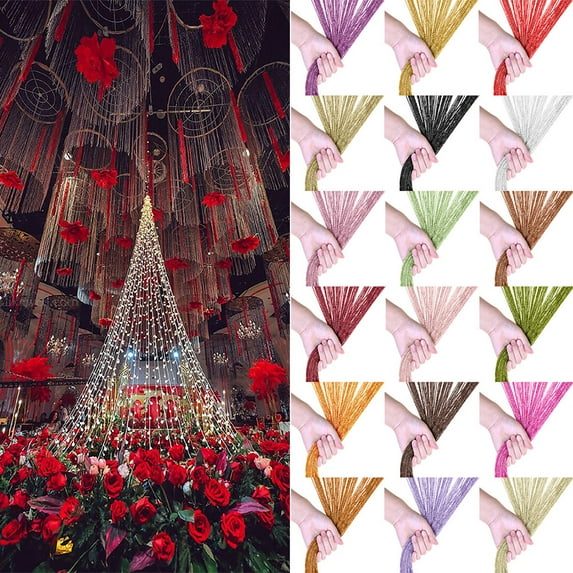 2 PCS String Tassel Curtains Doorway, Panels Room Divider Blind Fly Screen for Home Décor Closet Bedroom Door Windows Wedding Party Living Room