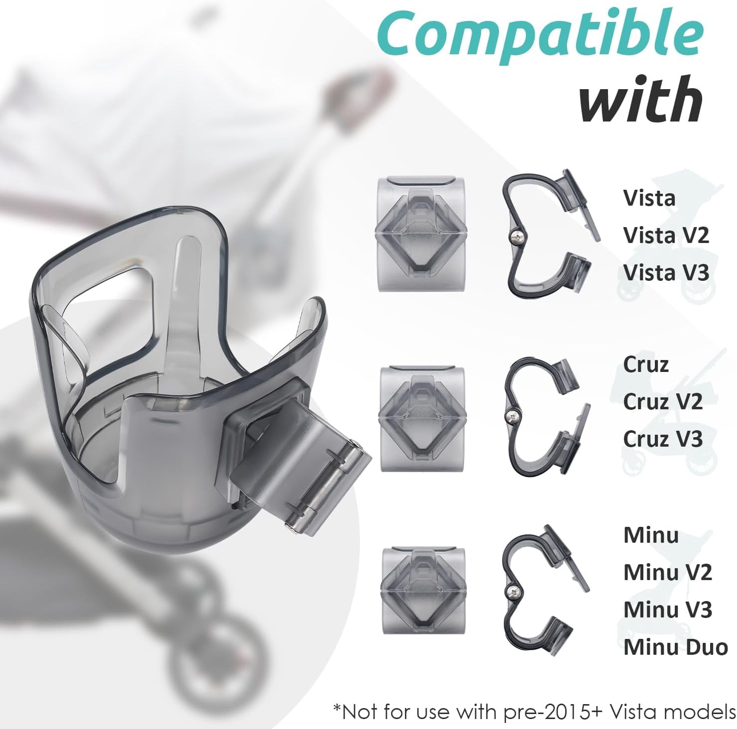 2 PCS Stroller Cup Holder Fits for UPPAbaby Vista/Vista V2/Vista V3/Cruz/Cruz V2/Cruz V3/Minu/Minu V2/Minu V3/Minu Duo