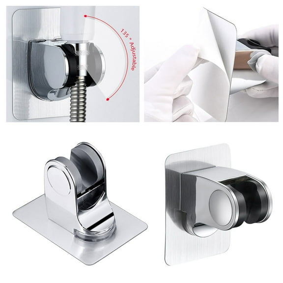 2 PCS Strong Adhesive and Waterproof Shower Head Holder, Adjustable Handheld Shower Holder Wall Mount Shower Bracket