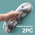 thumbnail image 1 of 2 PCS Suction Cup Bathroom Grab Bar for Seniors - Heavy Duty Safety Handle with Secure Flip Lock, Anti-Slip Texture, 240lb Capacity - Shower & Tub Assist - Easy Install No Tools, 1 of 10