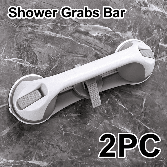 2 PCS Suction Cup Grab Bar for Bathtub and Shower - Heavy Duty Safety Handle with Secure Locking Mechanism, Non-Slip Surface, 240lb Capacity - No Drill Required for Elderly, Seniors, Disabled
