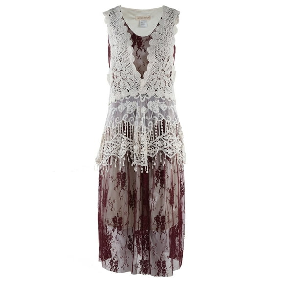 2 PCS Summer Womens Vintage Lace Gatsby 1920s Cocktail Dress with Crochet Vest