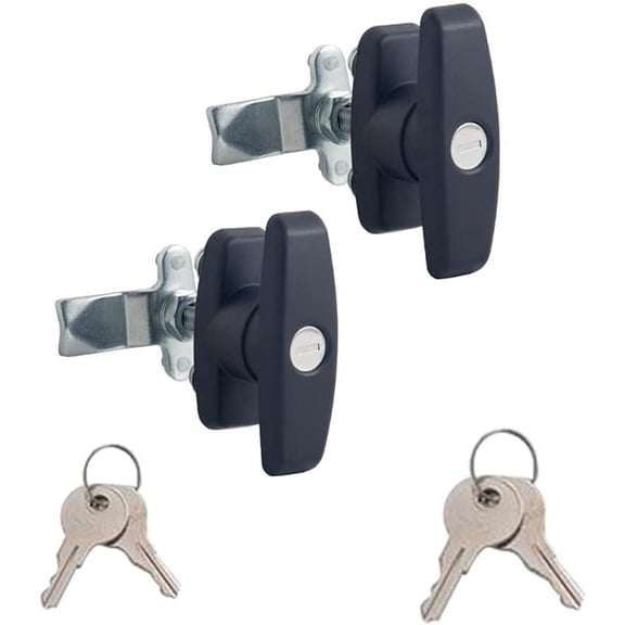 2 PCS T-Handle Door Lock Latch ABS T Handle Lock Zinc Alloy Lock Body Shed Door T-Handle Lock Kit for Garage Door Lock Truck Cabinet Door