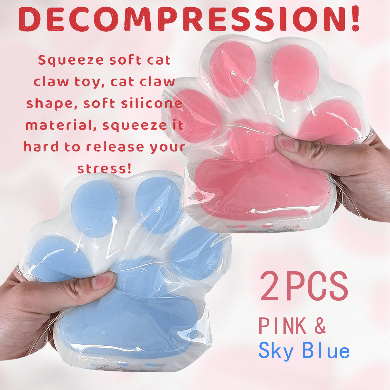 4 Katzenpfoten Squishys - Anti-Stress Spielzeug Mit Bällen Für Kinder & Erwachsene