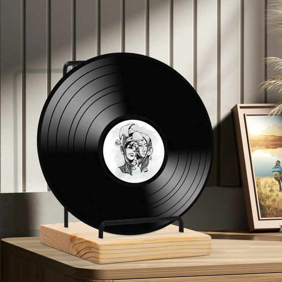 2 PCS Tabletop Solid Walnut Now Playing Vinyl Holder, Vinyl Display, Vinyl Stand, Record Holder for Albums, Ipad