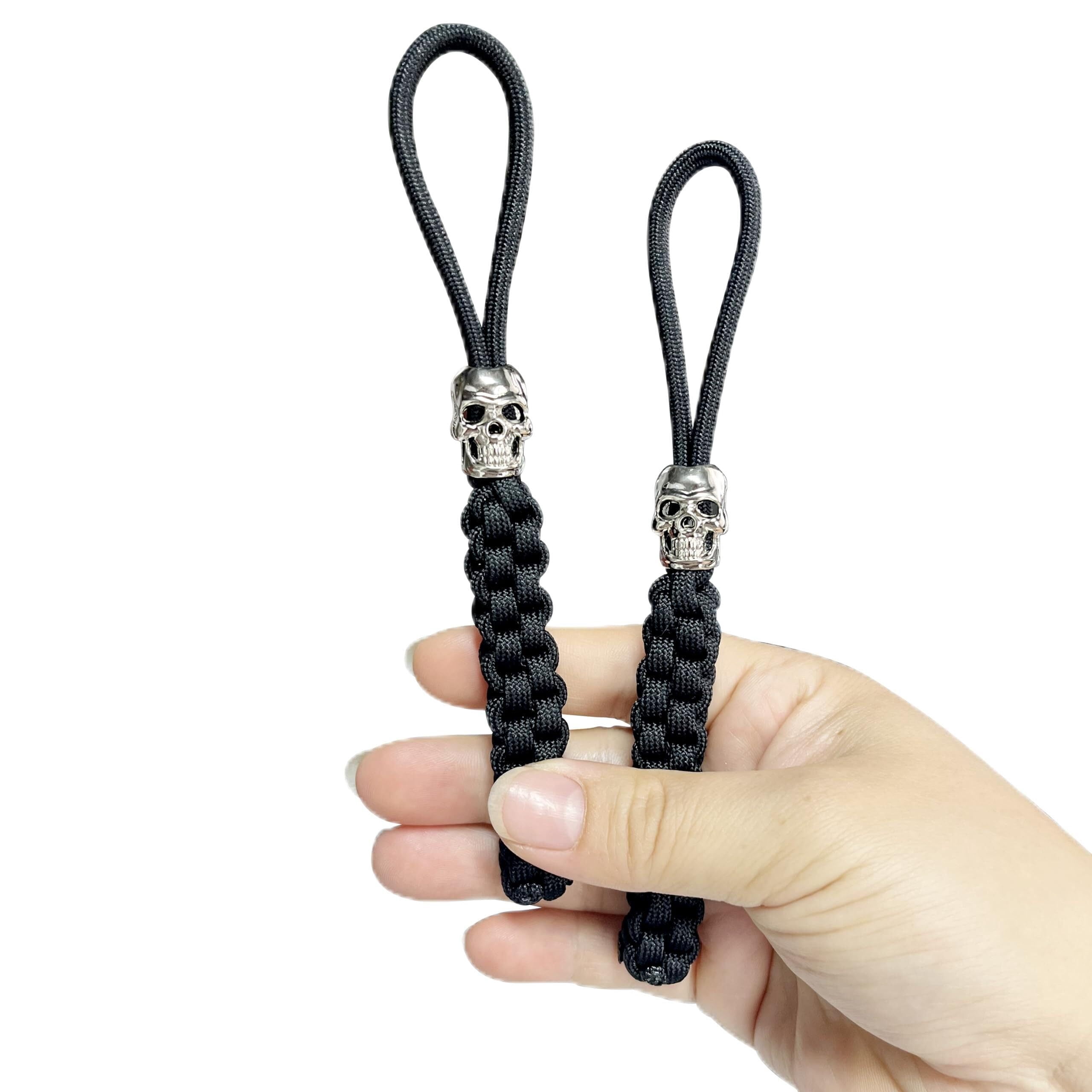 2 PCS Tactical Paracord Keychain with Skull for Men, Women Hand-Casted ...