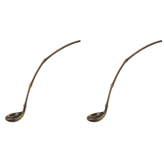 FOMIYES Set of 2 Dark Brown Alloy Tea Spoons, Multi-Functional Small Spoons for Home and Kitchen Use