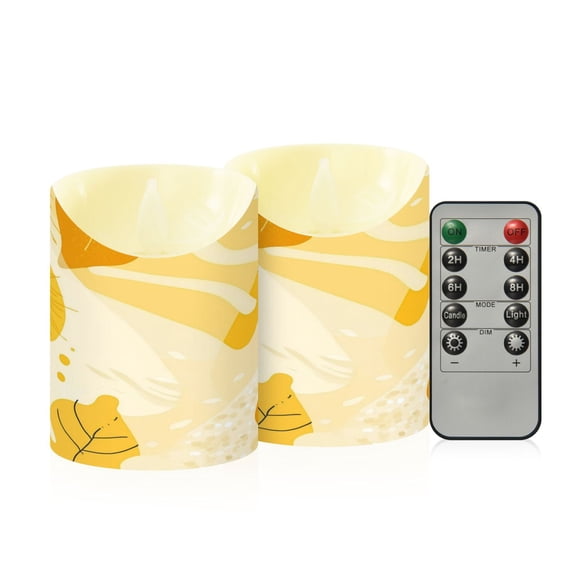 2 PCS Tilted Flameless Candles Flickering LED Lights Battery Operated Candles with Remote Timers for Holiday Decor Abstract Summer Background