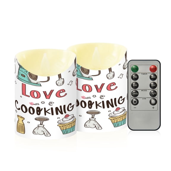 2 PCS Tilted Flameless Candles Flickering LED Lights Battery Operated Candles with Remote Timers for Holiday Decor Cooking Tools and Kitchen Utensils