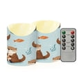 thumbnail image 1 of 2 PCS Tilted Flameless Candles Flickering LED Lights Battery Operated Candles with Remote Timers for Holiday Decor Cute Otters in Various Poses, 1 of 7