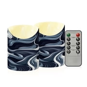 2 PCS Tilted Flameless Candles Flickering LED Lights Battery Operated Candles with Remote Timers for Holiday Decor Digital Waves Pattern