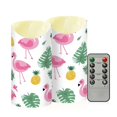 thumbnail image 1 of 2 PCS Tilted Flameless Candles Flickering LED Lights Battery Operated Candles with Remote Timers for Holiday Decor Flamingo and Pineapple Pattern, 1 of 7