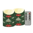 thumbnail image 1 of 2 PCS Tilted Flameless Candles Flickering LED Lights Battery Operated Candles with Remote Timers for Holiday Decor Green and Red Christmas Pattern, 1 of 8