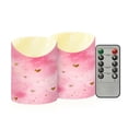 thumbnail image 1 of 2 PCS Tilted Flameless Candles Flickering LED Lights Battery Operated Candles with Remote Timers for Holiday Decor Pink Background with Hearts, 1 of 7