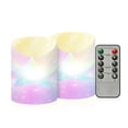 thumbnail image 1 of 2 PCS Tilted Flameless Candles Flickering LED Lights Battery Operated Candles with Remote Timers for Holiday Decor Rainbow Gradient Stars, 1 of 8