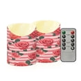 thumbnail image 1 of 2 PCS Tilted Flameless Candles Flickering LED Lights Battery Operated Candles with Remote Timers for Holiday Decor Roses and Stripes Pattern, 1 of 7