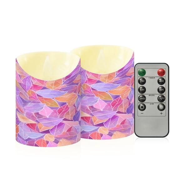 2 PCS Tilted Flameless Candles Flickering LED Lights Battery Operated Candles with Remote Timers for Holiday Decor Small Colors Shapes