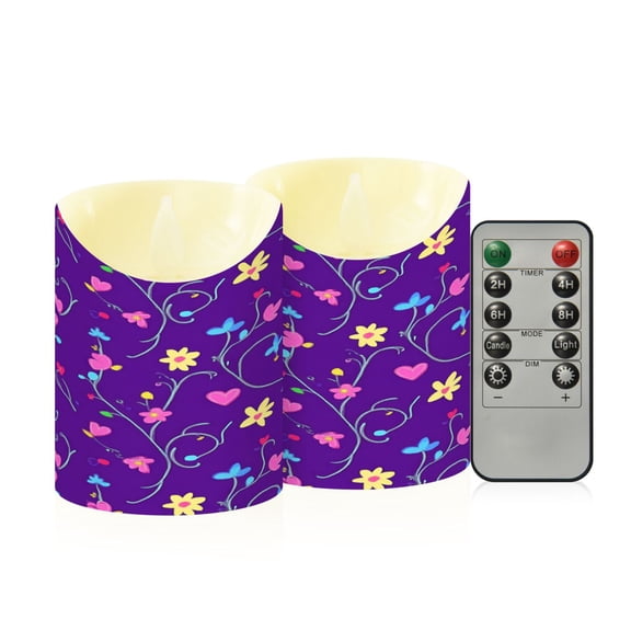2 PCS Tilted Flameless Candles Flickering LED Lights Battery Operated Candles with Remote Timers for Holiday Decor Small Pink Hearts