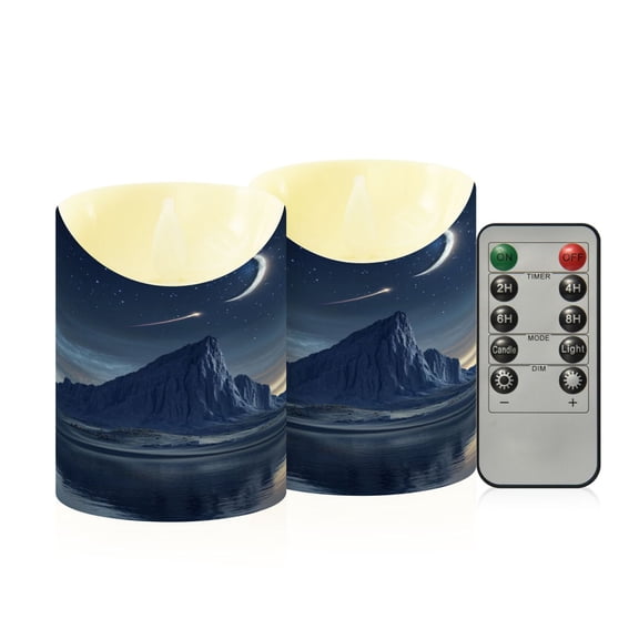 2 PCS Tilted Flameless Candles Flickering LED Lights Battery Operated Candles with Remote Timers for Holiday Decor Strong Mountain Peak