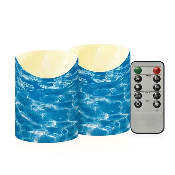 2 PCS Tilted Flameless Candles Flickering LED Lights Battery Operated Candles with Remote Timers for Holiday Decor Water Texture