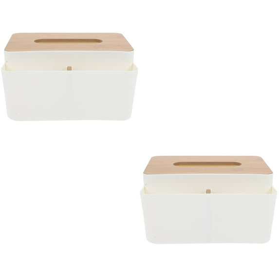 FENGGUIQU 2pcs Tissue Box Holder Set Modern Wooden and PP Material for Home Decor Japanese Style Household Use