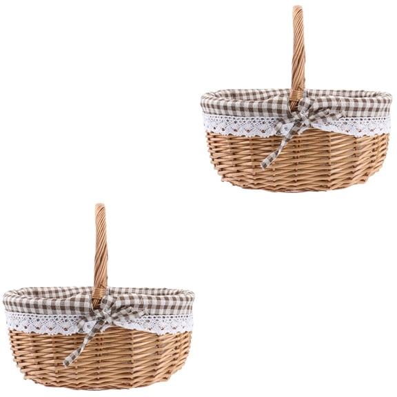 2 PCS Toy Rattan Storage Basket Food Serving Baby