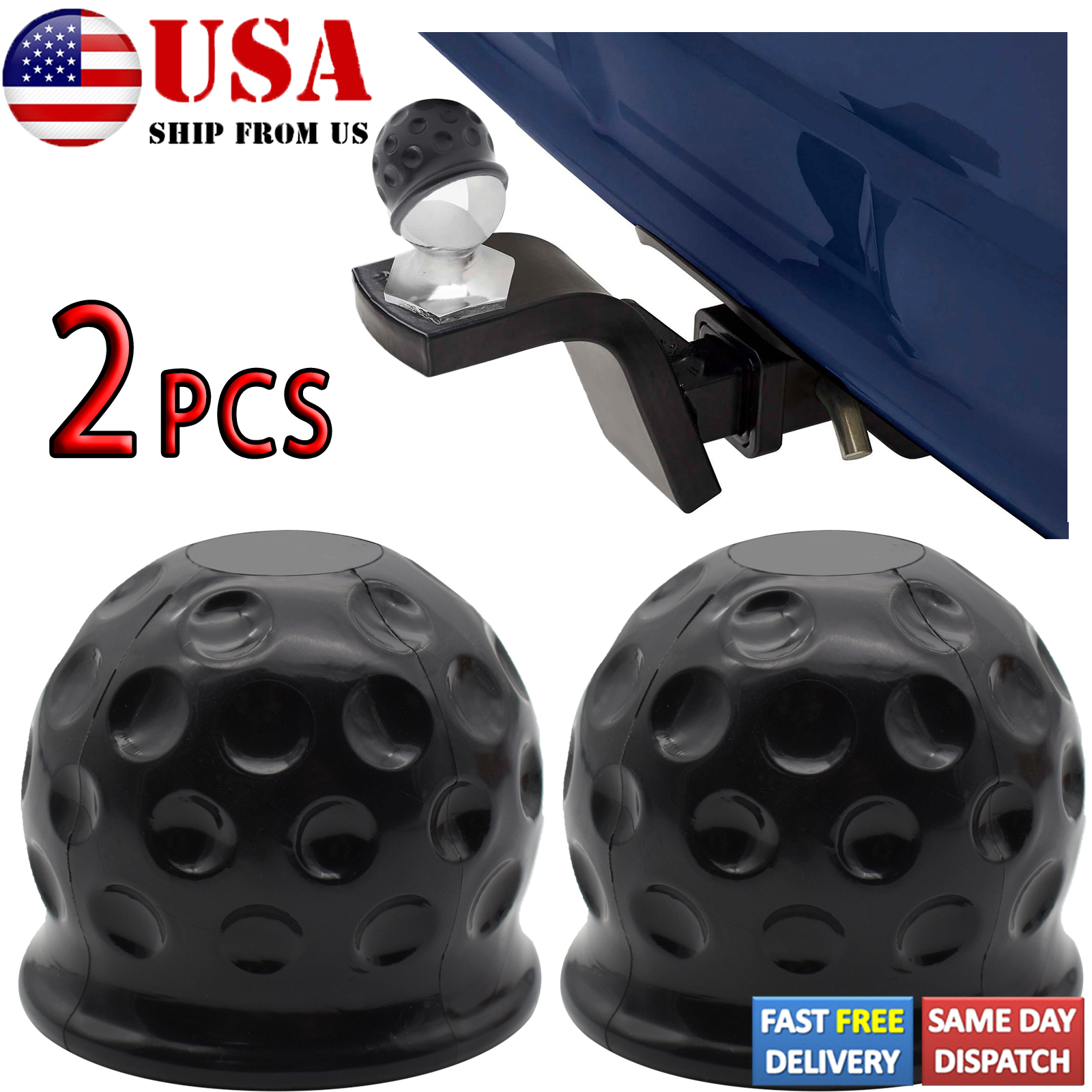 2 PCS Trailer Ball Cover Tow Towing Hitch Ball Cover Cap Rubber Universal 2 Inch