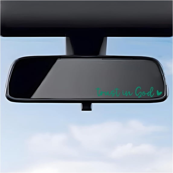 2 PCS Trust in God Rearview Mirror Decals, Automotive Vinyl Rear View Mirror Decorative Stickers, Waterproof Trust in God Stickers for Car Truck Laptop, Car Accessories (Green)
