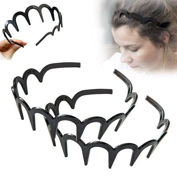 2 PCS U Shape Fashion Tooth Hair Comb Headband, 2026 High Cranium Head Bands for Women's Hair, Reversible Korean Headbands with Teeth for Women Gifts for Teen Girls (Black, 2pcs, One Size)