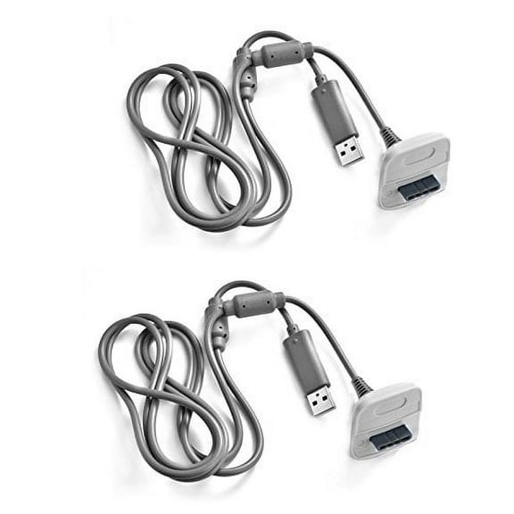 2 PCS USB Charging Cable USB Charger For Xbox 360 Wireless Game Controller 2 PCS Gray