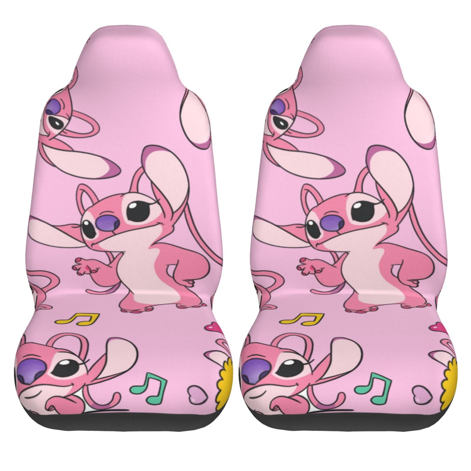 2PCS Universal Fit Car Seat Covers, Stitch Print Car Seat Cover For