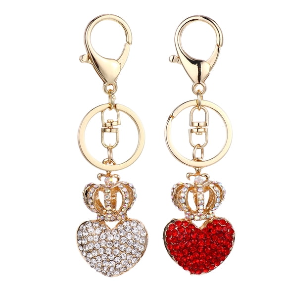GOOHOCHY Cute Keychains for Women with Elegant Crown Heart Design Made of Durable Zinc Alloy in Assorted Color 2PCS