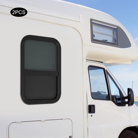 2 PCS Vertical Sliding Black RV Window for Teardrop, Cargo, Horse Trailer, Marine Camper Window Replacement,38.1*55.88cm/15*22in