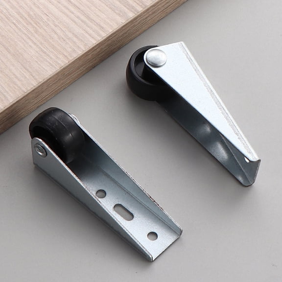 2 PCS Vertical Track Roller Wheel,Sliding Door Bottom Wheels with Caster,Vertical Track Roller Anti-Wobble Door Guide System for Barn Sliding Door,Cabinet,Gate & Drawer,0.78x2.67 inch (Silver)