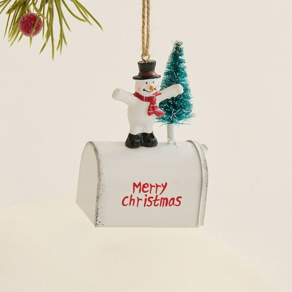 2 PCS Vintage Iron Christmas Ornament 4 Inch Holiday Decor, Rustic Metal Hanging Decoration for Tree Home Door, Classic Xmas Decor for Window Wall Display Indoor Outdoor Festive Party Ambiance