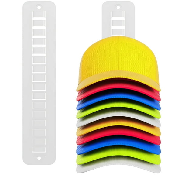 2 PCS Wall Hat Holders, Hat Rack with 16 Hooks, Wall-Mount Vertical Hat Organizer, Baseball Cap Wall Hanger with Screws