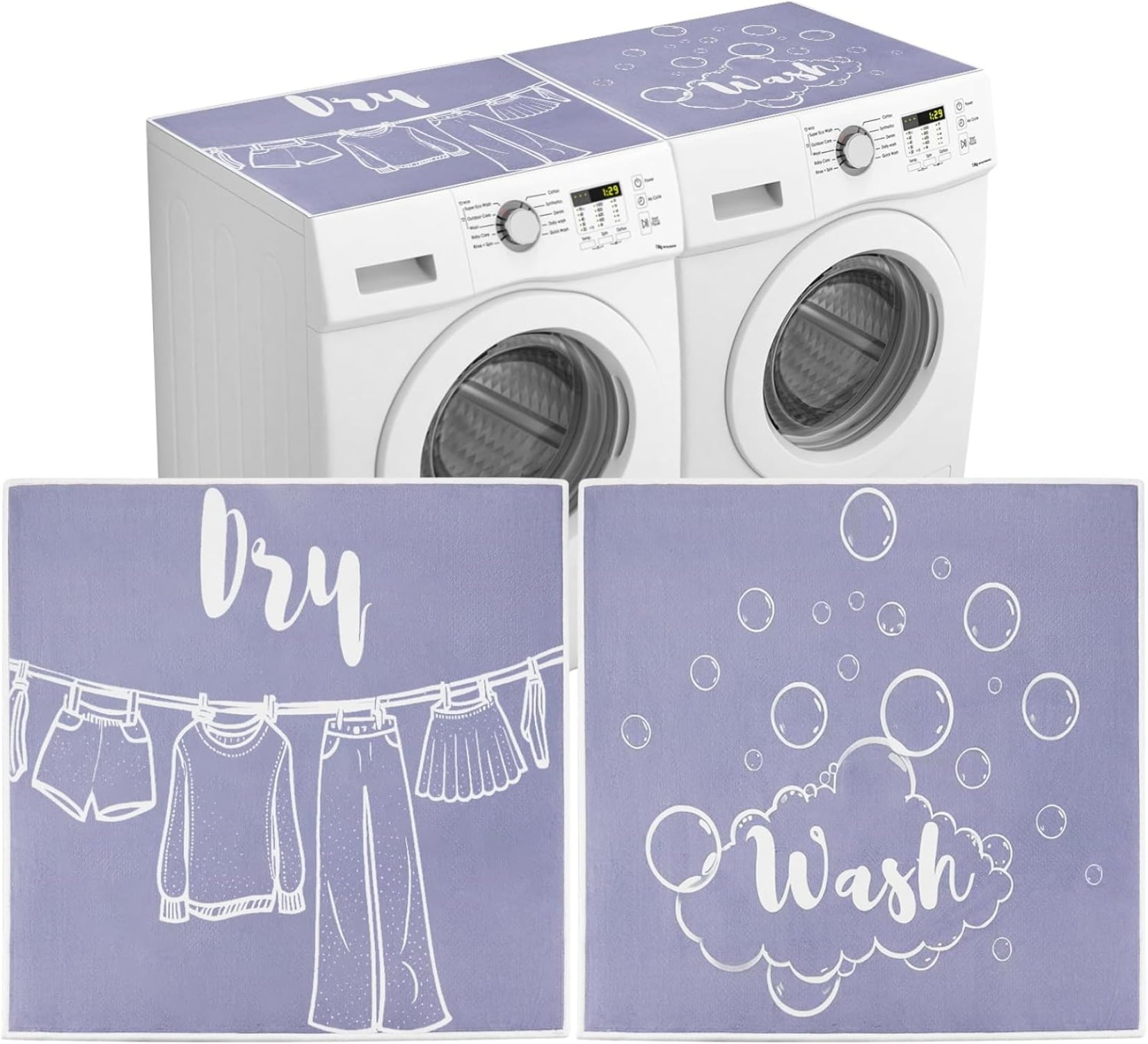 2 PCS Washer and Dryer Covers for the Top, 23.6x19.7inch Washer and Dryer Top Protector Mat, Non-Slip Dustproof Washable Pad for Laundry Room Kitchen