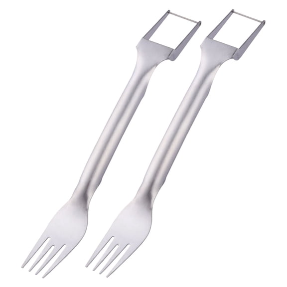 2 PCS Watermelon Cutter,2-in-1 Stainless Steel Fruit Cutter,Heavy-Duty Head Fruit Forks Knife,1.29x10.03 inch Reusable Summer Fruit Cutting Kitchen Gadget for Home,Kitchen,Camping (Silver)