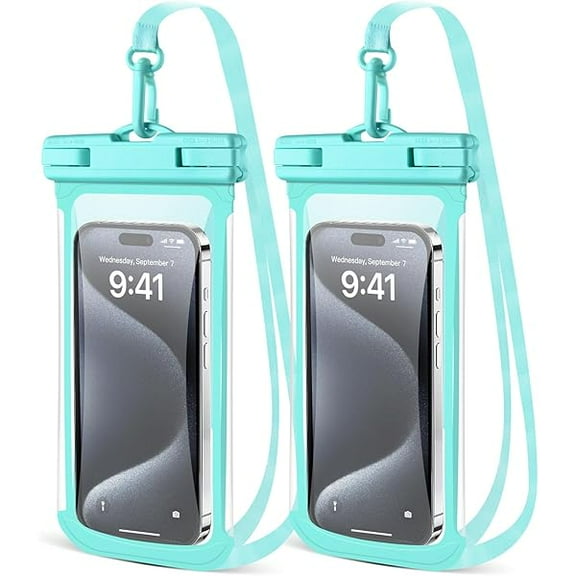 2 PCS Waterproof Phone Pouch,3D Underwater Case for iPhone 15 14 13 12 Pro Max Plus,Galaxy S24 S23 Pixel Up to 8",Dry Bag Beach Cruise Essentials,Green& Green