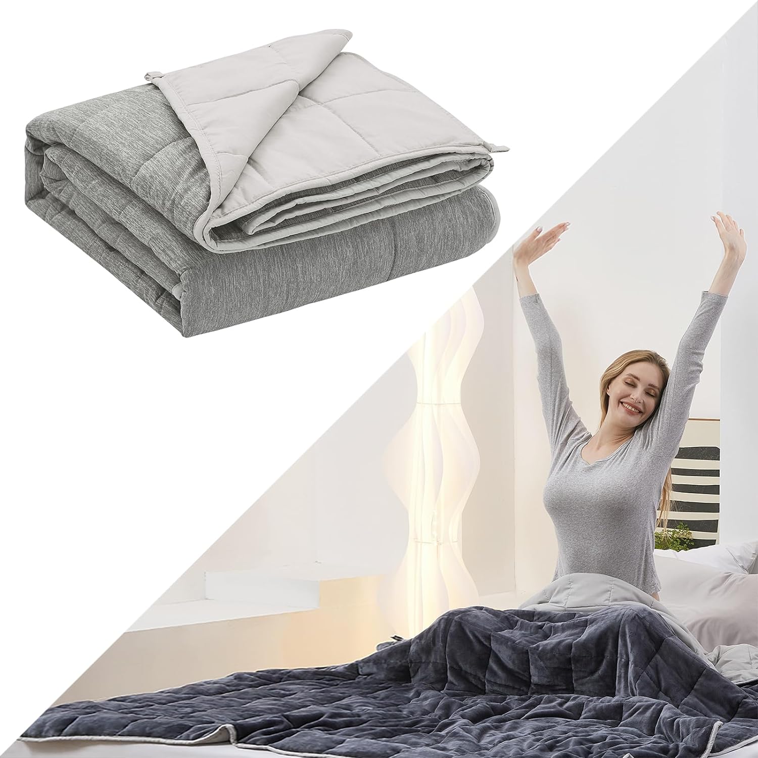 2 PCS Weighted Trow Blanket, Super Cozy Flannel Grey Weighted Blanket