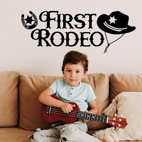 2 PCS Western Cowboy Hat Wall Stickers PVC First Rodeo Wall Decals Silhouettes Self-Adhesive Wall Sticker Set