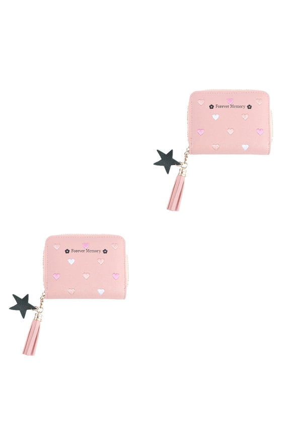 2 PCS White Clutch Bag Wallet Ticket Purse Child Miss 11X8X2.5cm Pink