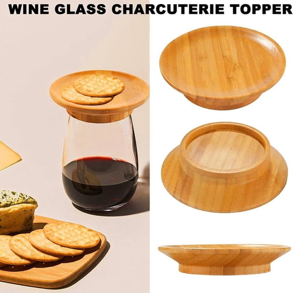 2 PCS Wine Glass Covers Wood Drinking Glass Lids to Keep Bugs Out Wood Water Glass Toppers Keeps Debris and Dust