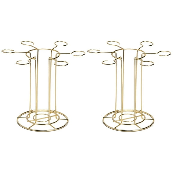 2 PCS Wine Glass Stand Bar Goblet Rack Automatic Drinks Globe Display Shelf Golden