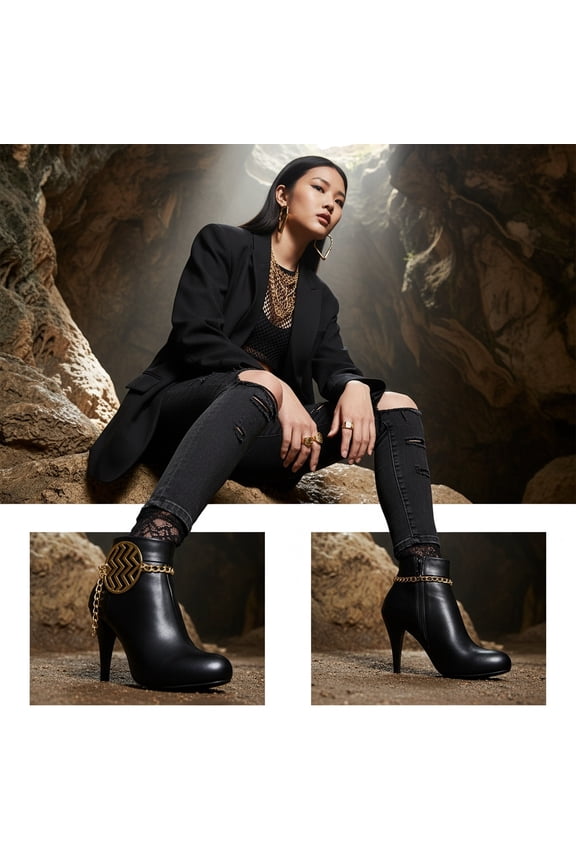 2 PCS Women Fashion Boot Chain Links Bracelet Metal Anklet High Heel Shoe Charm Wrap Around Band Silver Color SOLD AS A PAIR