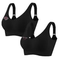 thumbnail image 1 of 2 PCS Women's Plus Size Wireless Bralette Floral Rhinestone Full Coverage Bras Support Push up T-Shirt Bra, 100BCD, 1 of 7