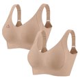 thumbnail image 1 of 2 PCS Women's Plus Size Wireless Bralette Floral Rhinestone Full Coverage Bras Support Push up T-Shirt Bra, 105BCD, 1 of 7