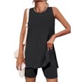 thumbnail image 1 of Summer Women Sleeveless 2 Piece Outfits Solid Color Tank Tops and Shorts Sets, 1 of 5